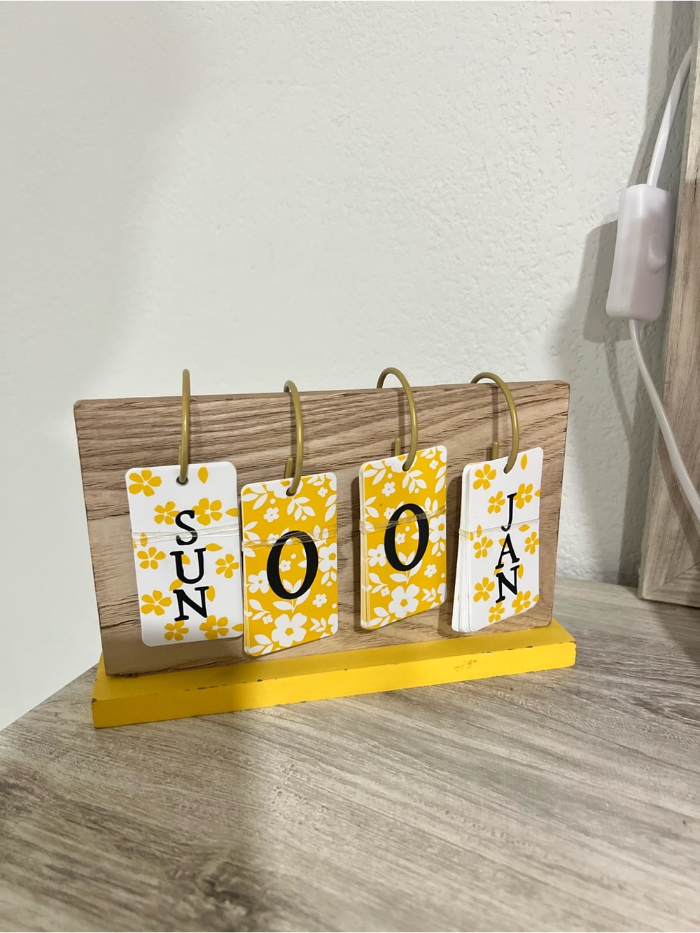 Yellow Floral Perpetual Calendar Wall Decor